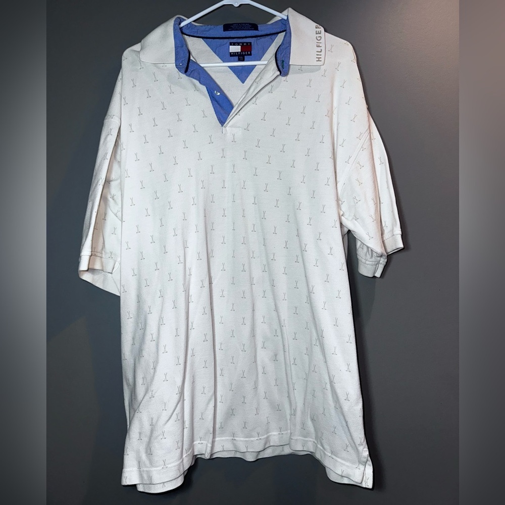 Tommy Hilfiger White Golf Print Polo Shirt Men’s XXL